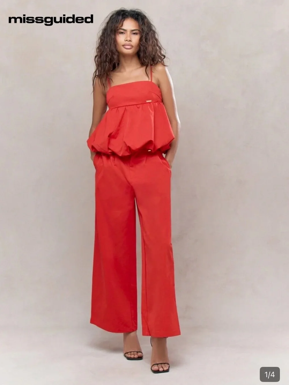 Red Strapless Wide-Leg matching set
